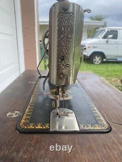 Antique Singer Treadle Sewing Machine Table with Cast iron legs and foot pedal