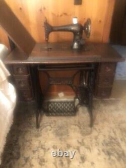 Antique Singer Treadle Sewing Machine With Cabinet