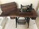 Antique Singer Treadle Sewing Machine With Cabinet Coffin Top