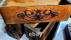 Antique Singer Treadle Sewing Machine Wood Drawers 7 Nice Ornate Boxes & Frame