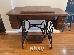 Antique Singer Treadle Sewing Machine circa 1910 with Extras (Belts, Needles)