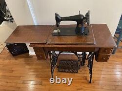 Antique Singer Treadle Sewing Machine circa 1910 with Extras (Belts, Needles)