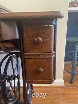 Antique Singer Treadle Sewing Machine circa 1910 with Extras (Belts, Needles)