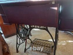 Antique Singer Treadle Sewing Machine in Oak Cabinet 1890's