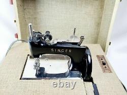 Antique Singer WORKS! Child's Mini Electric Sewing Machine Portable In Case