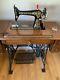 Antique Singer Treadle Sewing Machine And Cabinet 1919 Beautiful! Red Eye