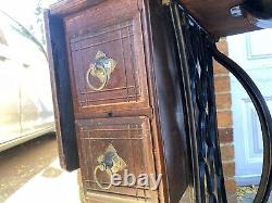 Antique Victorian Fiddle Singer Treadle Sewing Machine Coffin Cabinet Mod 27 VS2