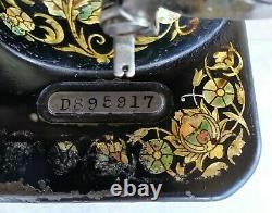 Antique / Vintage 1909 Singer 27 Sewing Machine w Rare Pheasant Bird decals