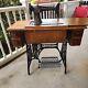 Antique Vintage 1910 Singer Sewing Machine & Table, Table And Bottom Brass Clean