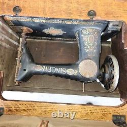 Antique Vintage 1910 Singer Sewing Machine & Table, table and bottom brass clean