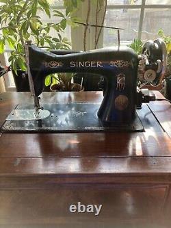 Antique Vintage 1920s Singer Sewing Machine With Table And Pedal WORKING