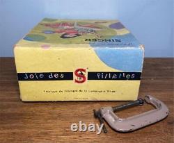 Antique Vintage Hand Crank Sewing Machine SINGER Brown Toy Display Junk withBox