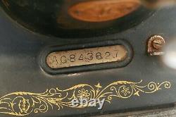 Antique Vintage SINGER Model 66 Sewing Machine AG 1946 Fresh Belt, LED Light