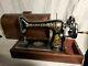 Antique Vintage Singer Red Eye Model 66 Hand Crank Sewing Machine Bentwood Case