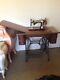 Antique Vintage Singer Sewing Maching And Accesories With Treadle