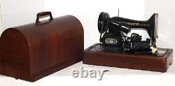 Antique/Vtg Ornate 1949 SINGER Motorized SEWING MACHINE BENTWOOD CASE BZ15-8