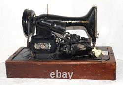 Antique/Vtg Ornate 1949 SINGER Motorized SEWING MACHINE BENTWOOD CASE BZ15-8