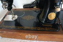 Antique/Vtg Ornate 1949 SINGER Motorized SEWING MACHINE BENTWOOD CASE BZ15-8