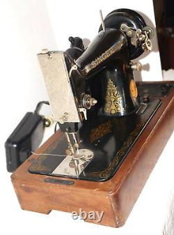 Antique/Vtg Ornate 1949 SINGER Motorized SEWING MACHINE BENTWOOD CASE BZ15-8