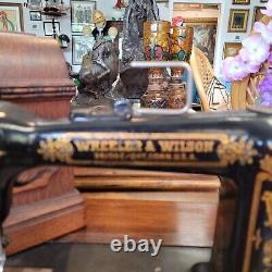 Antique Wheeler & Wilson Sewing Machine W9 Pre 1930 With Extras