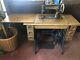 Antique Singer Sewing Machine In Cabinet With5 Drawers