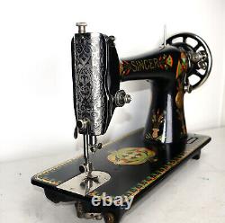 Antique vintage SINGER 66K Lotus decorative sewing machine serviced rare decals