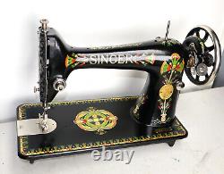 Antique vintage SINGER 66K Lotus decorative sewing machine serviced rare decals