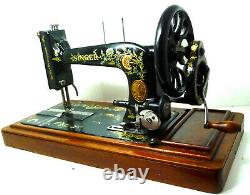 Antique vintage Singer 48K black wheel sewing machine hand crank original rare
