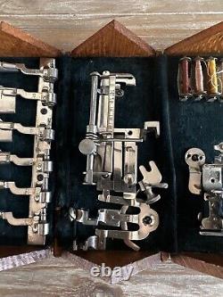 Awesome Antique Singer Sewing Machine 1889 Oak Puzzle Box Attachments COMPLETE