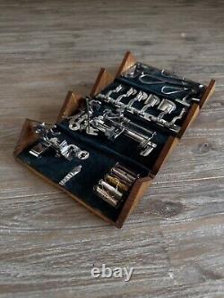 Awesome Antique Singer Sewing Machine 1889 Oak Puzzle Box Attachments COMPLETE
