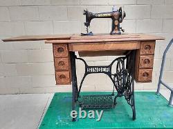 Beautiful 9W7 Singer Sewing Machine On A 7 Drawers Cabinet, Tested, Working