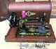 Beautiful Antique Singer 48k Sewing Machine With Ottoman Carnation Decals