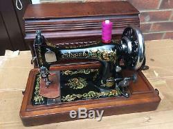 Beautiful Antique Singer 28K Sewing Machine with Ottoman Carnation Decals