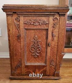 Beautiful Antique Tiger Oak Open Side Singer Sewing Machine Cabinet No Machine