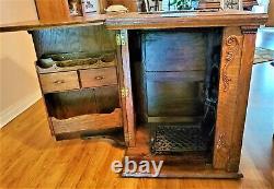 Beautiful Antique Tiger Oak Open Side Singer Sewing Machine Cabinet No Machine
