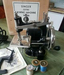 C. 1920 Toy Singer Sewing Machine withInstructions, Clamp & Original Box. Works