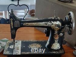 Cast Iron ANTIQUE SPHINX SINGER TREADLE lighted SEWING MACHINE 1902 Model 27