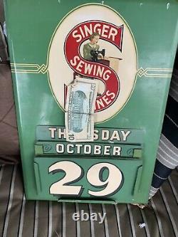 Complete Antique Singer Sewing Machine Sign / Perpetual Calendar Vintage Rare