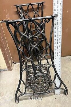 Early Antique Singer Sewing Machine Treadle Base Cast Iron Clean Original Paint