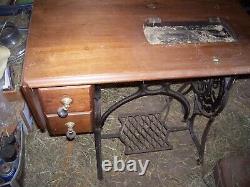 Early Antique Singer Treadle Cabinet Cast Iron Base + Drawers No Sewing Machine
