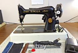 FULLY SERVICED 1931 SINGER 66 Sewing Machine Leather, Denim, Canvas