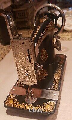 Gorgeous 1908 Singer Treadle Sewing Machine Head Gingerbread/Tiffany