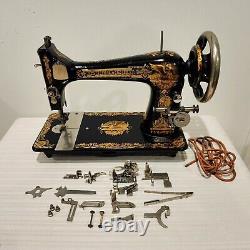 Gorgeous 1909 Singer Treadle Sewing Machine Head Sphinx 27 Full Test Sews A+