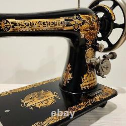 Gorgeous 1909 Singer Treadle Sewing Machine Head Sphinx 27 Full Test Sews A+