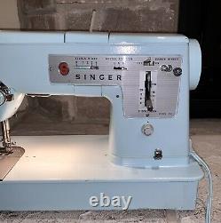 Near Mint Working Singer 348 Made In Great Britain Electric-Blue Sewing Machine