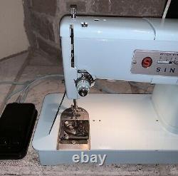 Near Mint Working Singer 348 Made In Great Britain Electric-Blue Sewing Machine