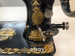 Old Vintage 1902 Treadle Singer Sewing Machine Working Golden Egyptian Sphinx