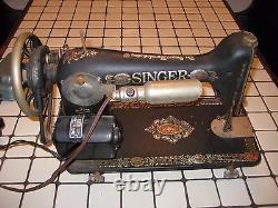 Old Vintage ANTIQUE Estate 1921 Singer Model 66 REDEYE Electric SEWING MACHINE