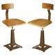 Pair Of Antique Singer Sewing Machine Work Chairs Height Adjustable Bar Stools