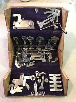 RARE Antique SINGER Sewing Machine Folding Puzzle Box With Acc. Feb 1889 Patent